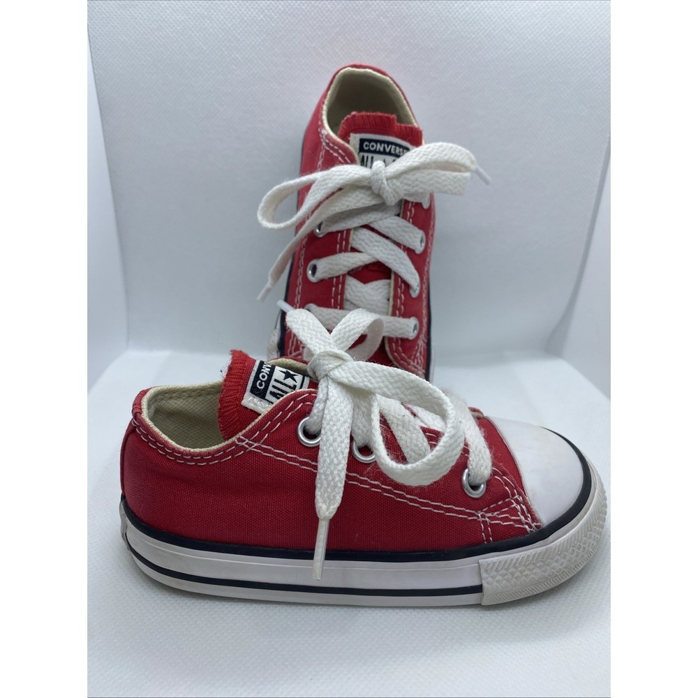 Converse All Star Toddler Kids Red White Lace Up Sneakers Shoes Size 6